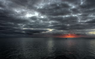 Картинка море, закат, серый