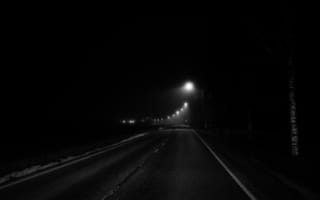 Картинка дорога, фонари, ночь