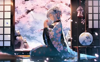 Картинка девушка, кимоно, шар