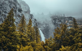 Картинка водопад, скалы, горы