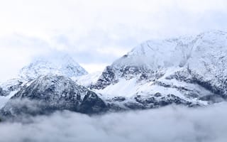 Картинка горы, облака, снег