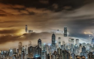Картинка здания, туман, небоскребы