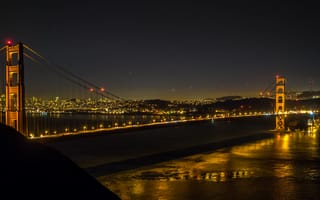 Картинка мост, огни, ночь