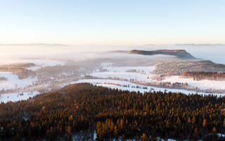 Картинка национальный парк столовые горы, туманный, Польша, зима, 5к, пейзаж, туман