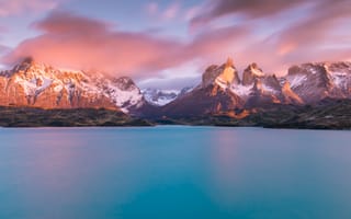 Картинка озеро пехо, национальный парк Торрес-дель-Пайне, эстетический, Солнечный день, 5к, озеро, река, пейзаж, Чили