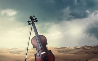 Картинка скрипка, музыкальный, буря, пустыня