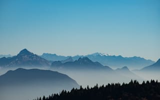 Картинка горы, туманный, Франция, безмятежный, чистое небо, 5к, французские предальпы, утро