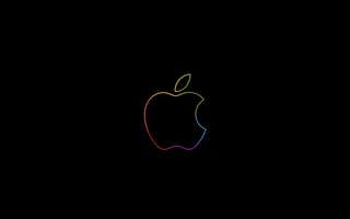 Картинка яблоко логотип, красочный, черный, амолед, айпад, HD, контур