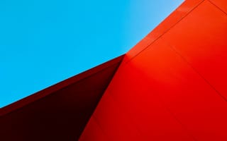 Картинка современная архитектура, здание, красный, голубое небо, металл