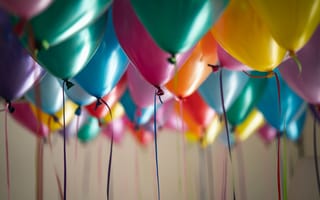 Картинка разноцветные воздушные шары, день рождения, 5к, вечеринка, украшение, 8k