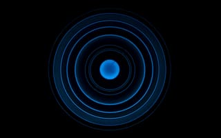 Картинка круги, иллюзия, черный, синие кольца, 5к, спираль