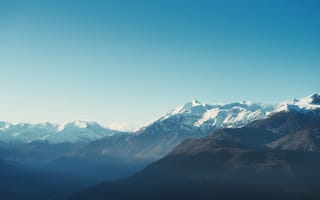 Картинка горы, зима, горный хребет, ледник, 5к, дневное время, синий