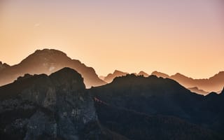 Картинка перевал гиау, горный хребет, пейзаж, Италия, доломиты, 5к, восход