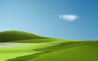 Картинка эстетический, пейзаж, зеленая трава, чистое небо, травяное поле, запас, поверхность майкрософт про х, голубое небо
