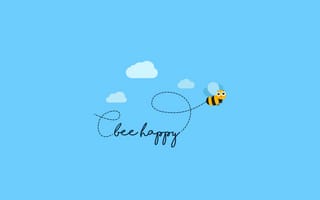 Картинка пчела счастлива, чистое небо, облака, голубое небо, пчела