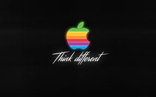 Картинка яблоко логотип, красочный, думать по-другому, черный