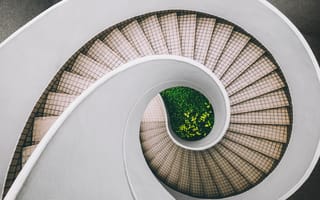 Картинка винтовая лестница, современная архитектура, белый, 5к, эстетический
