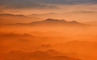 Картинка Йосемитская долина, Калифорния, 5к, 8k, с высоты птичьего полета, Сьерра-Невада горы, апельсин