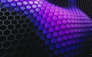 Картинка шестиугольники, узоры, геометрический, фиолетовые блоки, 3д, фиолетовый, черные блоки