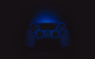 Картинка сони дуалшок 4, черный, пс4, контроллер плейстейшен 4, 5к, синий свет, геймпад, игровой контроллер
