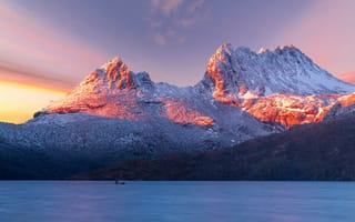 Картинка колыбельная гора, Тасмания, зима, живописный, холодный, Солнечный лучик, утро