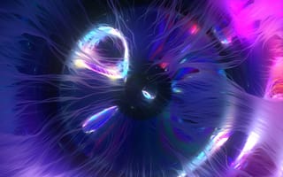 Картинка глаз, яркий, светящийся, фиолетовый, 3д, синий, спектр, компьютерная графика