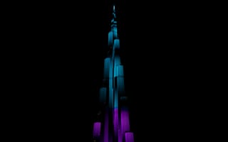Картинка Бурдж-Халифа, ночная иллюминация, 5к, темная эстетика, световое шоу, амолед, темный, ночные огни, 8k