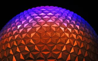 Картинка космический корабль Земля, курорт мира уолта диснея, шаблон, формы, яркий, купол, экстерьер, современная архитектура, геометрический, симметричный, фиолетовый, Флорида