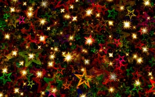 Картинка рождественские звезды, рождественские украшения, эстетический, пришествие, красочный, 5к, 8k, светящиеся огни