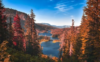 Картинка Йосемитский национальный парк, река, долина, пейзаж, деревья, осень, лес
