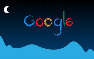 Картинка Google, логотип, месяц, типография, ночь, 5к, полумесяц, 8k