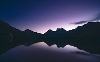 Картинка колыбельная гора, Австралия, силуэт, фиолетовое небо, ночное время, озеро, отражение, пейзаж, 5к