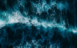 Картинка Океанские волны, с высоты птичьего полета, 5к, шаблон, голубая вода, морские волны