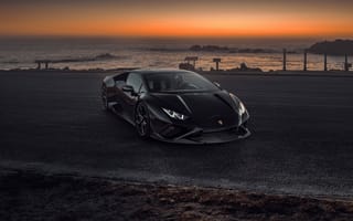 Картинка Novitec Lamborghini Huracan evo заднеприводный, черные автомобили, закат, 5к, 8k, 2021