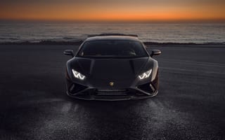Картинка Novitec Lamborghini Huracan evo заднеприводный, черные автомобили, 8k, 5к, 2021, закат