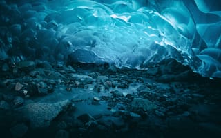 Картинка ледяные пещеры, замороженный, ледник, 5к, 8k, бирюзовый, под водой, Аляска, ледник Менденхолл