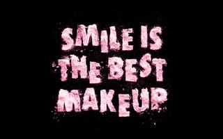 Картинка улыбка лучший макияж, девчачий, типография, черный, 5к, нежно-розовый