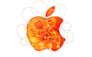 Картинка яблоко, логотип, яблоко событие, жидкое искусство, белый, апельсин, абстрактный
