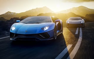 Картинка Lamborghini Aventador LP 780-4 Ultimae, суперкары, 2021, дорога, гоночные автомобили, асфальт
