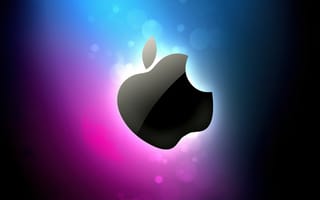 Картинка яблоко логотип, градиент, красочный, светящийся