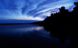 Картинка сахарное озеро, вечернее небо, морской пейзаж, закат, сумерки, США, голубое небо, ночь, Миннесота