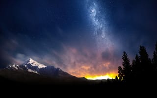 Картинка Альпы Швейцарии, горы, ночное небо, HDR, ночь, Млечный Путь, звездное небо