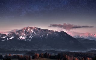 Картинка горы, Бавария, Млечный Путь, ночь, звездное небо, Германия