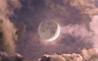 Картинка луна, облака, 9к, 8k, 5к, HDR, ночь