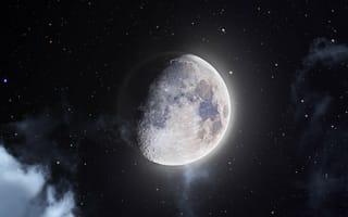 Картинка Суперлуна, полнолуние, 8k, облака, астрофотография, космос, звезды, 5к