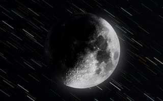 Картинка луна, монохромный, 8k, 5к, темный, звездные тропы