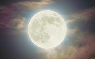 Картинка супер розовая луна, полнолуние, астрофотография, 8k, 5к, облака
