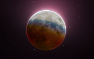 Картинка лунное затмение, астрофотография, 8k, спектр, 9к, луна, 5к, красочный