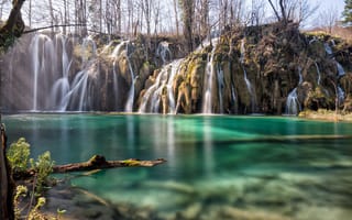 Картинка плитвицкие озера, Хорватия, пейзаж, длительное воздействие, 5к, водопад