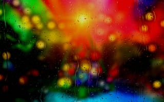 Картинка капли дождя, боке, окно, 5к, многоцветный, текстура